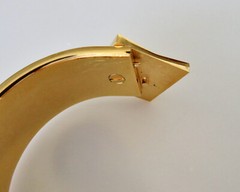 Vintage Oval Hermes 18K Gold Plated Loquet Clic Clac Bracelet Fan Enamel Design