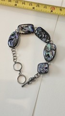 VINTAGE ABALONE 925 STERLING SILVER BRACELET 7+8 Inch Adjustable GORGEOUS…
