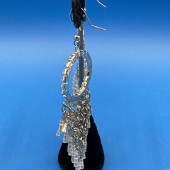 EARRINGS pierced 1970s 1980s Rhinestones beads long flapper fringe Statement