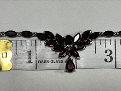 Women’s Garnet Necklace Set 925 Sterling Silver 17.75 “ & Matching Earrings