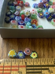 Vintage Handmade Small Murano Venetian millefiori art glass bead LOT 110 Hearts