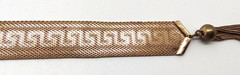 Art Deco Byzantine Greek Key Chain Tassel Gold Tone Mesh Slide Bracelet!