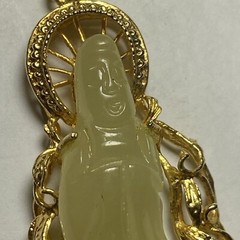Hobe Necklace Green Jade Buddha Guan Yin Vintage Unused Natural Jade