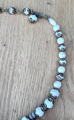 Vintage Art Deco Opaline Milk Glass Bead Beaded Necklace Choker 17″ Modern