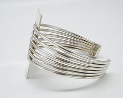 VTG Space Age Atomic MODERNIST Solid Sterling Silver Cuff Bracelet MCM 40.82g