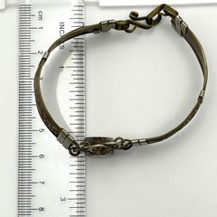 Leather Jasper Stone Bracelet Egyptian Revival Vintage Brass 6.75 in