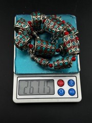 Beautiful Tibetan Nepalese Tube Vintage Turquoise Coral Handmade Necklace