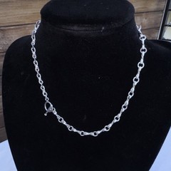 Sterling Silver Tone Oval Link Chain 18”Necklace with Toggle Closure