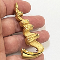 Vintage Tona Jewelry Mod Goldtone Brooch Corkscrew Twisted Pin Chunky 80s Style