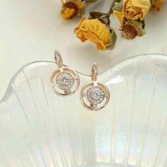 Art Deco Style Round Lab Created Diamond Wedding 14Ct Rose Gold Finish Earrings