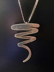 26g 1980s Taxco Mexico 925 Sterling Silver Modernist Zigzag Design with Chain