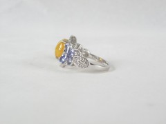 Vintage Sterling Silver 925 Fire Ethiopian Opal Tanzanite Butterfly Ring Size 7