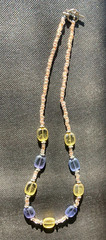 Necklace Art Glass Lavender, Yellow, and Pink Beads 18-inches
