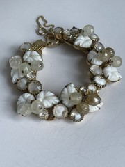 Vintage Juliana D&E Milk Glass Floral Bracelet