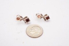 Vintage Sterling Silver 925 Red Cubic Zirconia Earrings