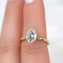 3Ct Oval Cut Lab Created Diamond Wedding Engagement Ring 14K Yellow Gold Plated