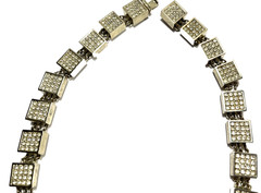 VTG Delillo Silver plate necklace w/Clear Rhinstones signed 20 1/2″ Length