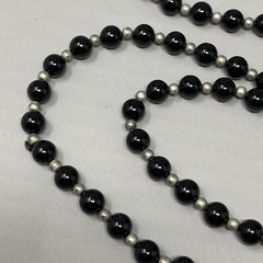Beaded Stone Necklace Black Gemstone Endless Chakra Energy Silver Tone Spacer