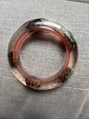 Clear Soft Pink Vtg Beetle Bracelet Translucent Resin,,1960s, NOS(#5)