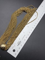 Vtg Estate Gold Brush Tone Multi Strand Necklace & Earrings Jewelry Set 12”L MCM