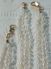 Mother of Pearl white beaded necklace, freshwater pearls? + other necklaces.