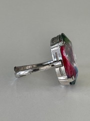 Vintage Crystal Rainbow 835 Silver Screw Back Earrings and Adjustable Ring