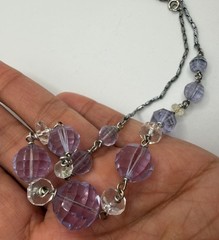 Amethyst Purple necklace on sterling silver chain Faceted Glass Graduated VTG