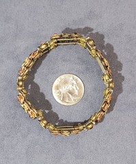 Vintage Enamel Floral Panel stretch brass tone bracelet