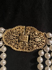 Vintage 1950-1970 Geno Multi-4 Strand Faux Pearl Necklace Gold Tone Clasp