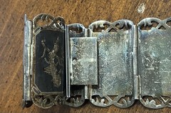 Vintage Siam Niello Sterling Silver Panel Bracelet Thailand 42 Grams