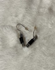 STERLING SILVER SU THAILAND BLACK Onyx Markasite EARRINGS 1.25” SIGNED 925