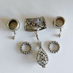 Silver Tone Floral Rings Scarf Bail Ring