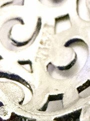 Estate Vintage 925 Sterling Silver Open Work Scroll Design Slide Pendant