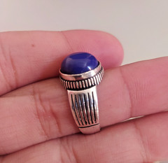 Ancient Vintage Victorian Sterling Silver Ring Natural Blue Lapis lazuli Size 9