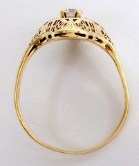 ESTATE Antique Art Deco SOLID 10k Yellow Gold Filigree Diamond Ring Sz 10