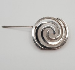VTG 925 Spiral Brooch 1.25in Sterling Silver Solid 15g Abstract 3D Geometric