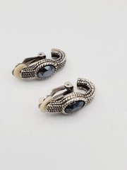 Silver tone Rhinestone clip on dangle drop earrings 1 1/8″
