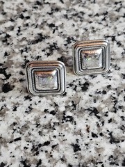 Vintage 1 1/8″ James Avery Clip-on Back Sterling Silver Square MCM Earrings