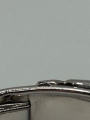 Vintage Whiting & Davis Bangle Bracelet Silver Tone Leaf Design Hinged READ