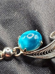 Vintage Sorrento Bracelet Sterling 925 Filigree & Larimar Stones 7″