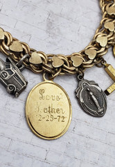 10K & 1/20 12K GF Yellow Gold California PACIFIC BELL TELEPHONE Charm Bracelet