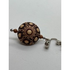 Earrings Boho Chic Carved Wood Beaded Clip on Vintage Y2K