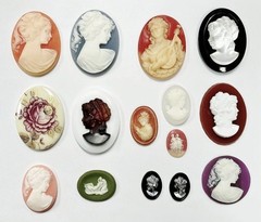 15 Vintage Assorted Resin Acrylic Cameos – DIY Jewelry Making & Repair Craft C80