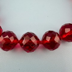 Vintage Red Glass Bead Choker Necklace Faceted Chunky Heavy Hand Knotted Czech?
