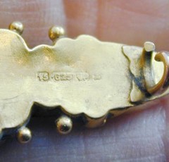 SPECTACULAR 15k Georgian Ruby & Diamond Pin Brooch Ornate Hallmarked