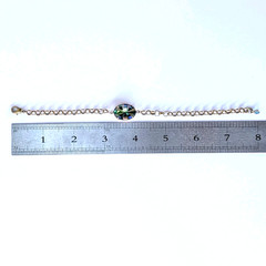 ​Vtg Czech Vitrail Rhinestone Adjustable Length Bracelet Antique Brass Chain