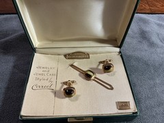 Vintage CORRECT 10k Rolled Gold Overlay Cufflinks & Matching Tie Bar Set