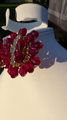 Glamorous large vintage MCM rhinestone, red dangle crystal cha cha clip earrings