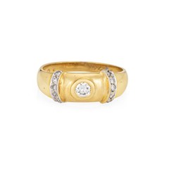 80s Vintage Diamond Band Sz 6.5 Stacking Ring 18k Yellow Gold Estate Jewelry