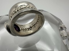 Vintage Sterling Silver Amethyst Chain Ring Size 5 JB23